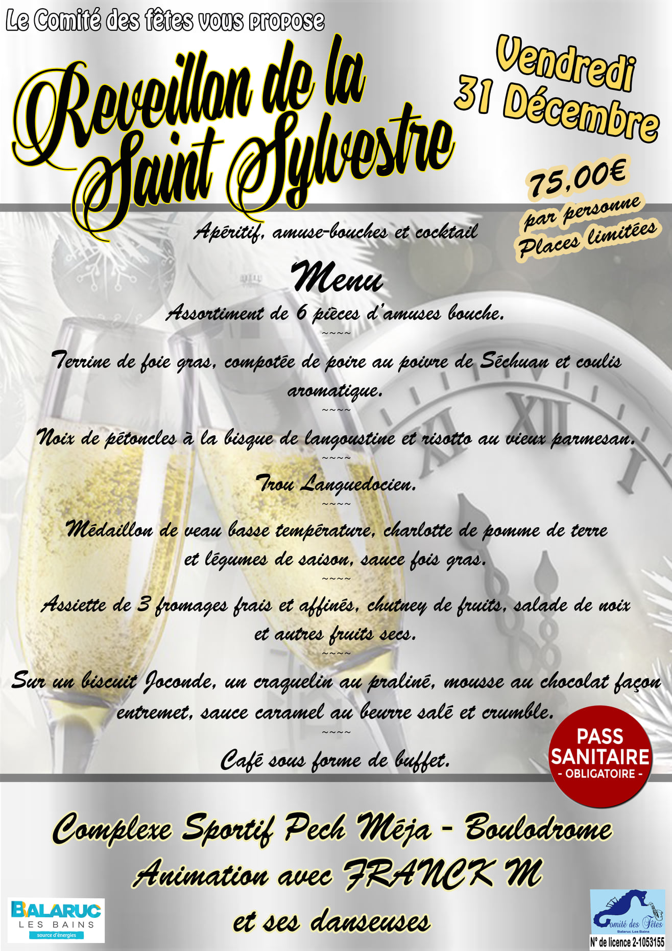 REVEILLON NOUVEL AN COMITES DES FETES DE BALARUC LES BAINS